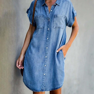 Valerie™ Elegant Denim Kjole med Tummy Dækning