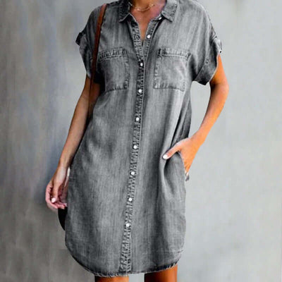 Valerie™ Elegant Denim Kjole med Tummy Dækning