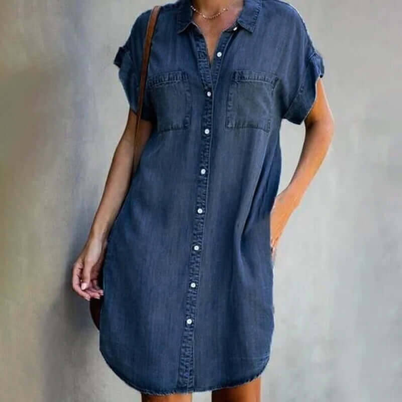 Valerie™ Elegant Denim Kjole med Tummy Dækning