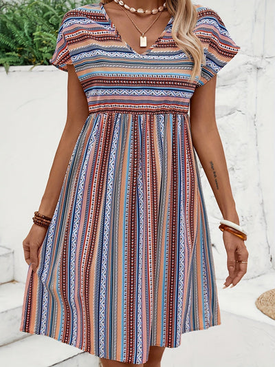 Agnes - Stribet Boho Stil Kjole
