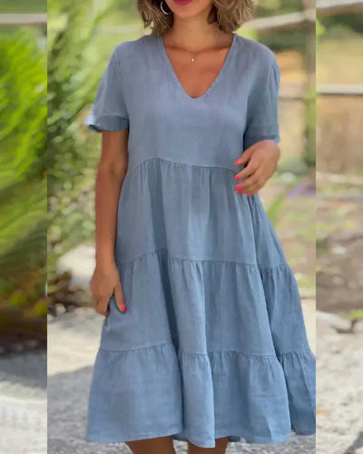 Zoey - Casual Sommer V-hals Kjole