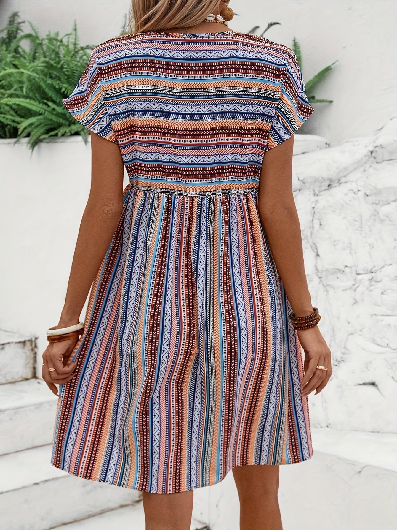 Agnes - Stribet Boho Stil Kjole
