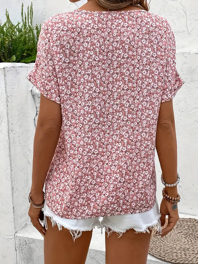 Charis - Blomstret bluse med knapper