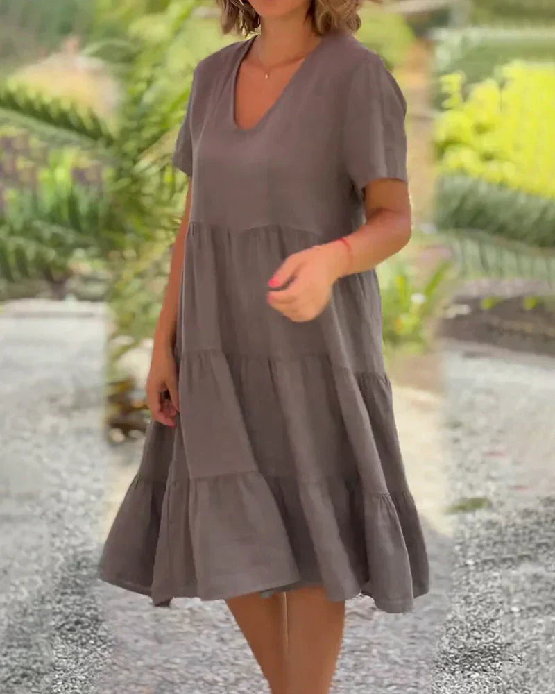 Zoey - Casual Sommer V-hals Kjole
