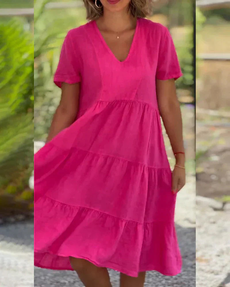 Zoey - Casual Sommer V-hals Kjole