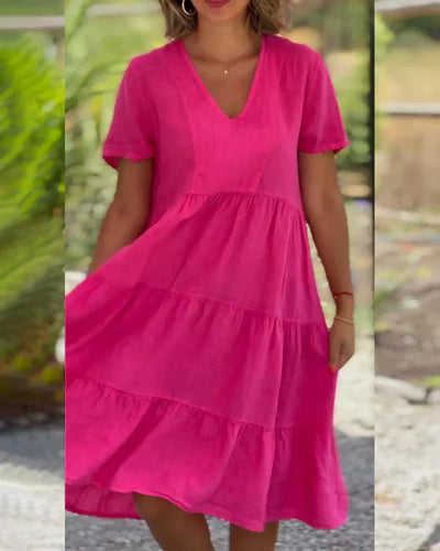Zoey - Casual Sommer V-hals Kjole