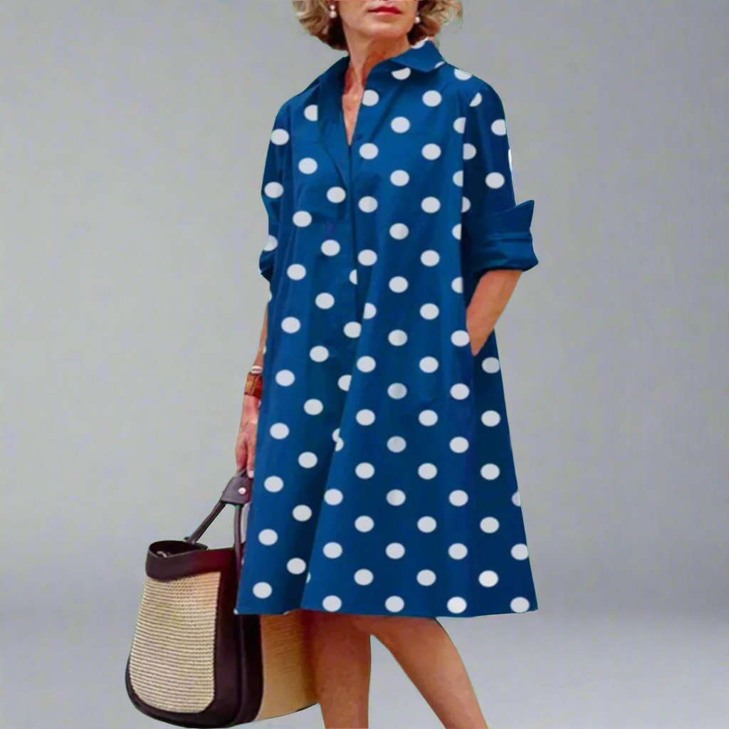Friede | Håndlavet Premium-Midikjole med Polka-Dots