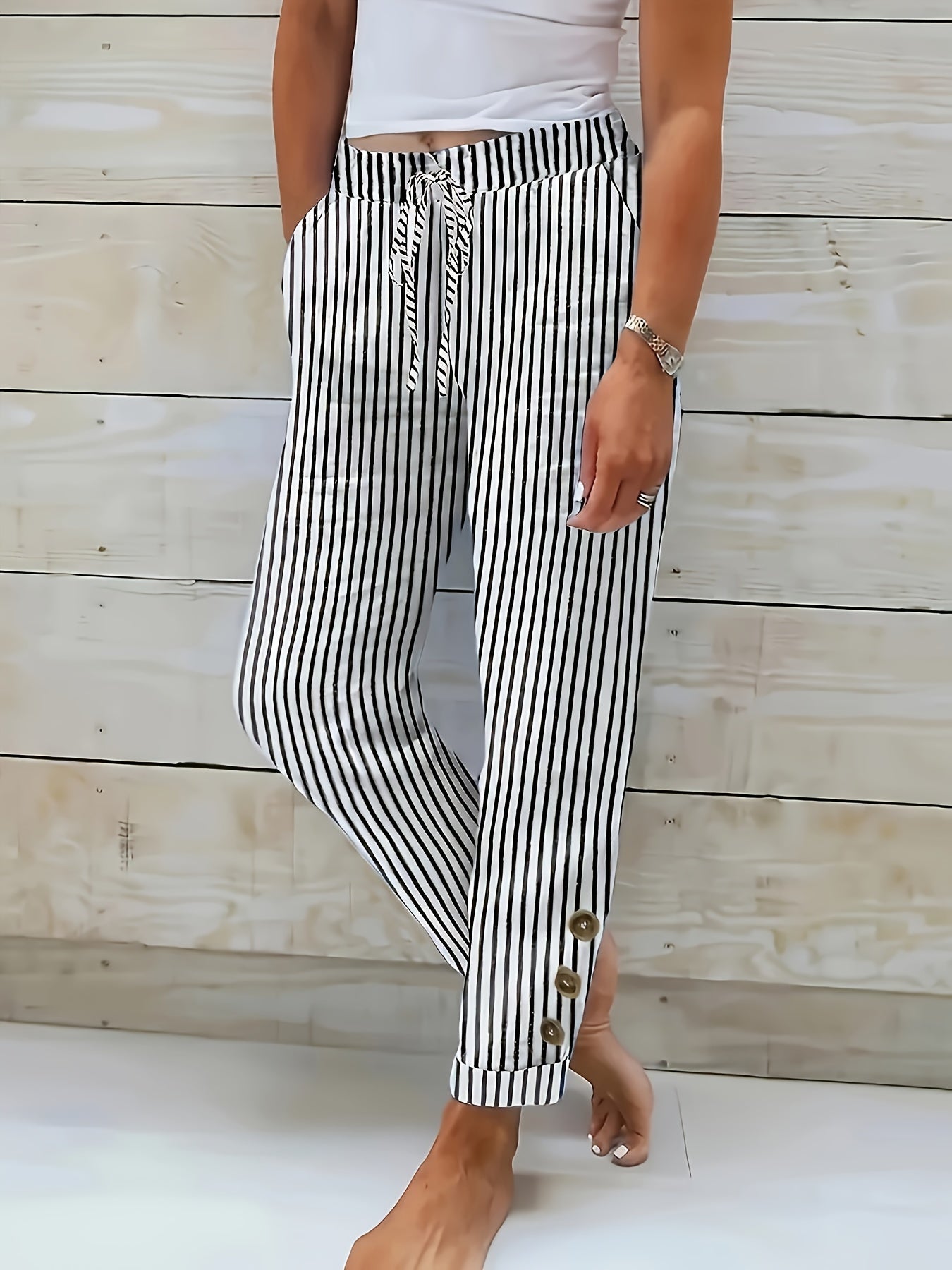 Raquelle™ - Casual Stribede Bukser