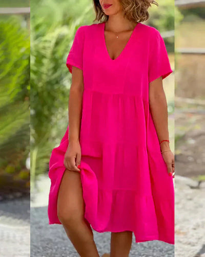 Zoey - Casual Sommer V-hals Kjole