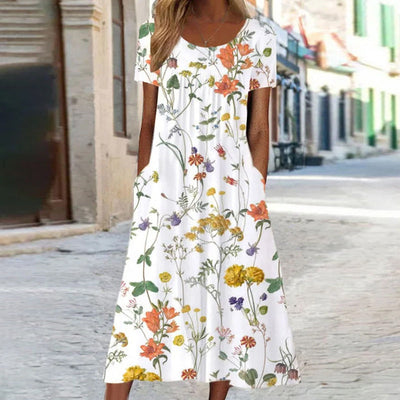 Isabella™ Boho Blomsterkjole med Mave Dækning