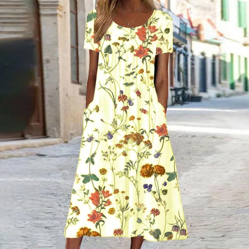 Isabella™ Boho Blomsterkjole med Mave Dækning