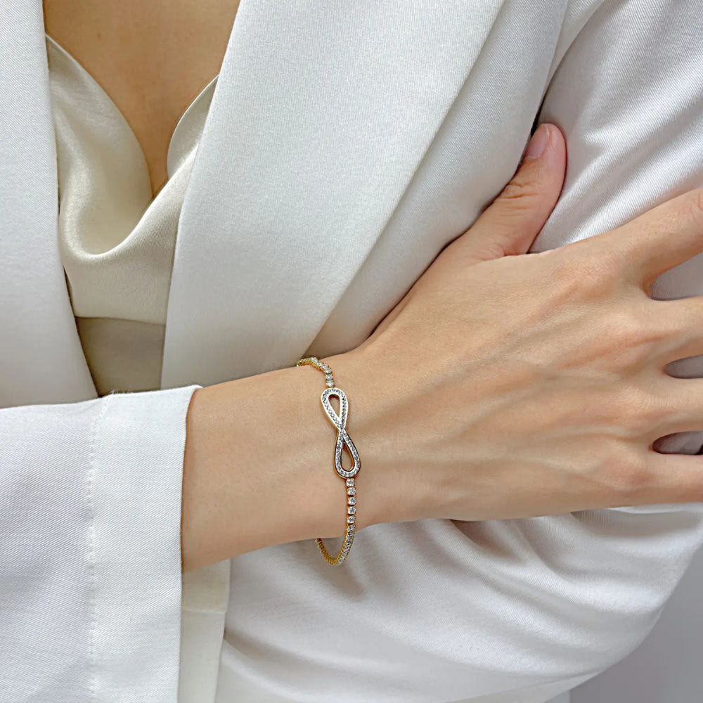 Uendelig Armbånd Zirkon Indlæg | 18K Guld