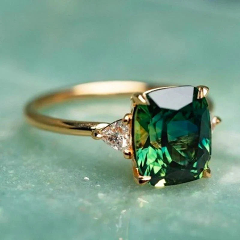 Josephine | Guld Ring Med Grøn Zircon