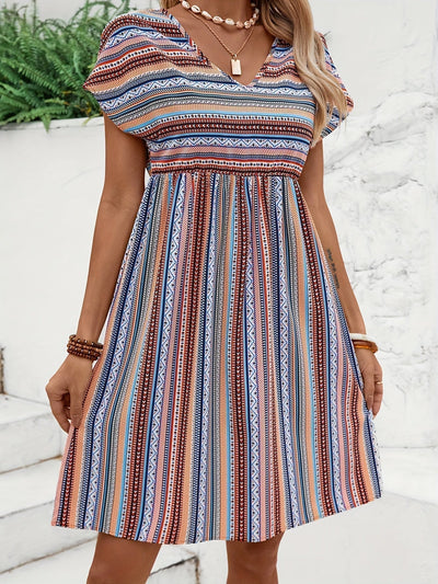 Agnes - Stribet Boho Stil Kjole