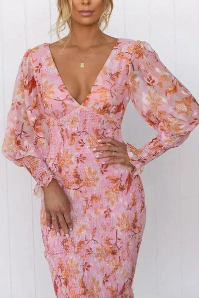 Camellia - Blomster Ruffle Midi Kjole