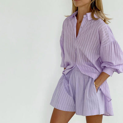 Viola - Let Button-Up og Shorts Sæt