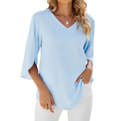Cara - Bluse med V-Hals