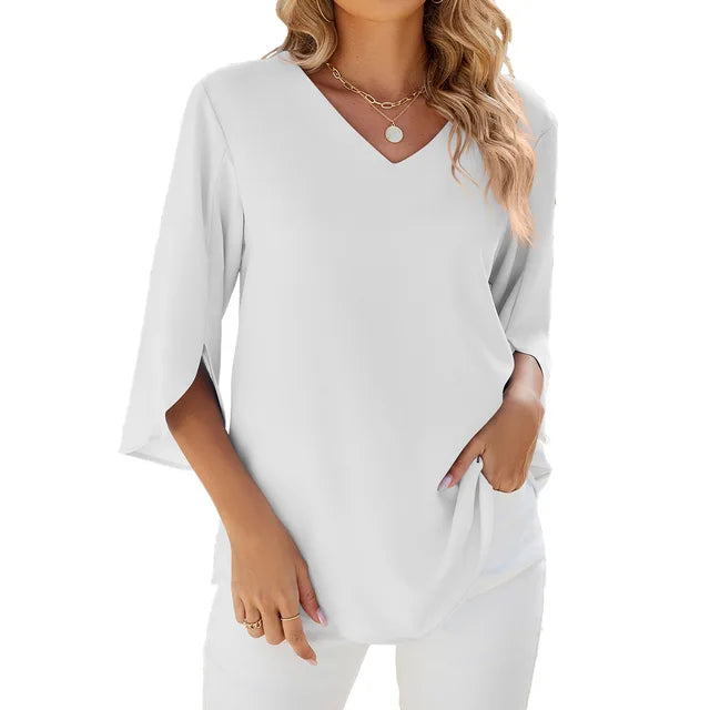 Cara - Bluse med V-Hals