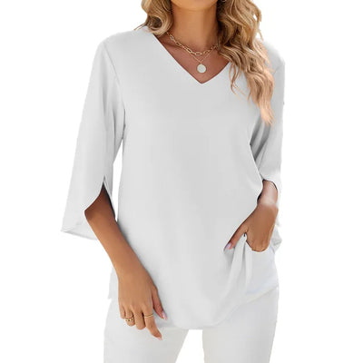 Cara - Bluse med V-Hals