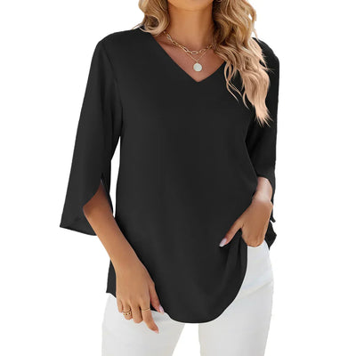 Cara - Bluse med V-Hals