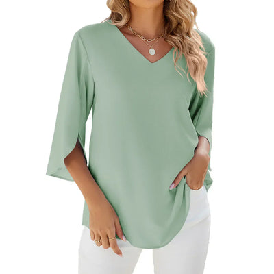 Cara - Bluse med V-Hals