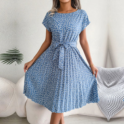 Anabelle - Blomstret Plisseret Midi Kjole