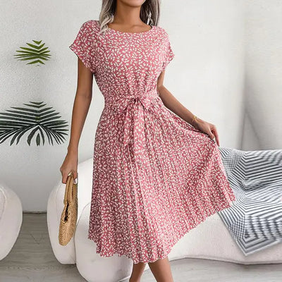 Anabelle - Blomstret Plisseret Midi Kjole