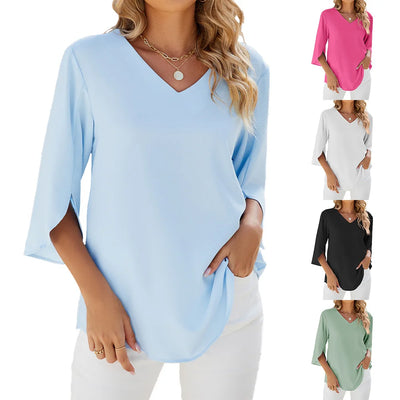 Cara - Bluse med V-Hals