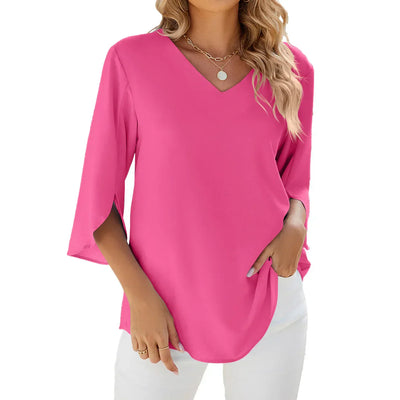 Cara - Bluse med V-Hals
