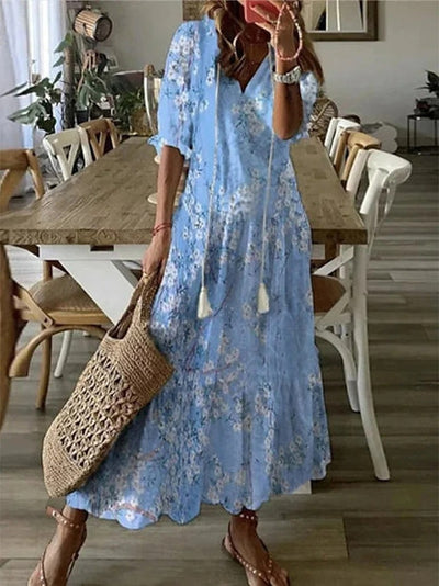 Dianna - Boho Mave Dækkende Kjole