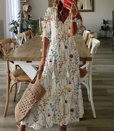 Sidsel - Elegant Boho-kjole med mavedækning