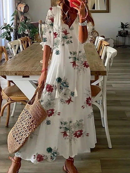 Sidsel - Elegant Boho-kjole med mavedækning