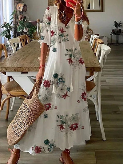 Sidsel - Elegant Boho-kjole med mavedækning